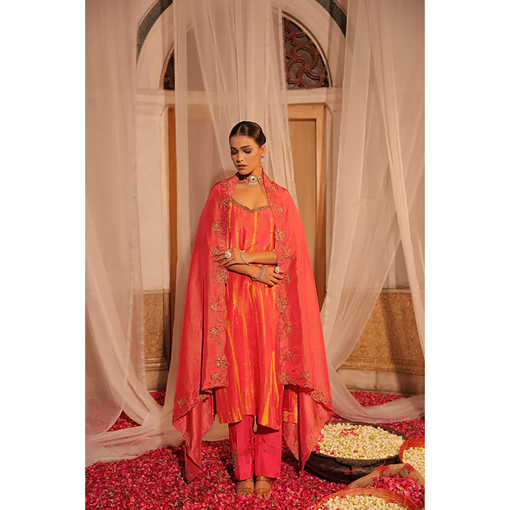 Studio Chiraiya Vibrant Pink Soft Tissue Kurta with Pant and Dupatta (Set of 3)