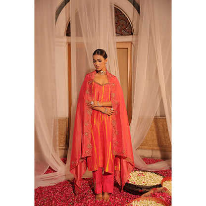 Studio Chiraiya Vibrant Pink Soft Tissue Kurta with Pant and Dupatta (Set of 3)