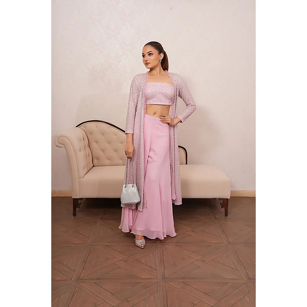 Studio Chiraiya Lavender Jacket with Palazzo and Jacket (Set of 3)