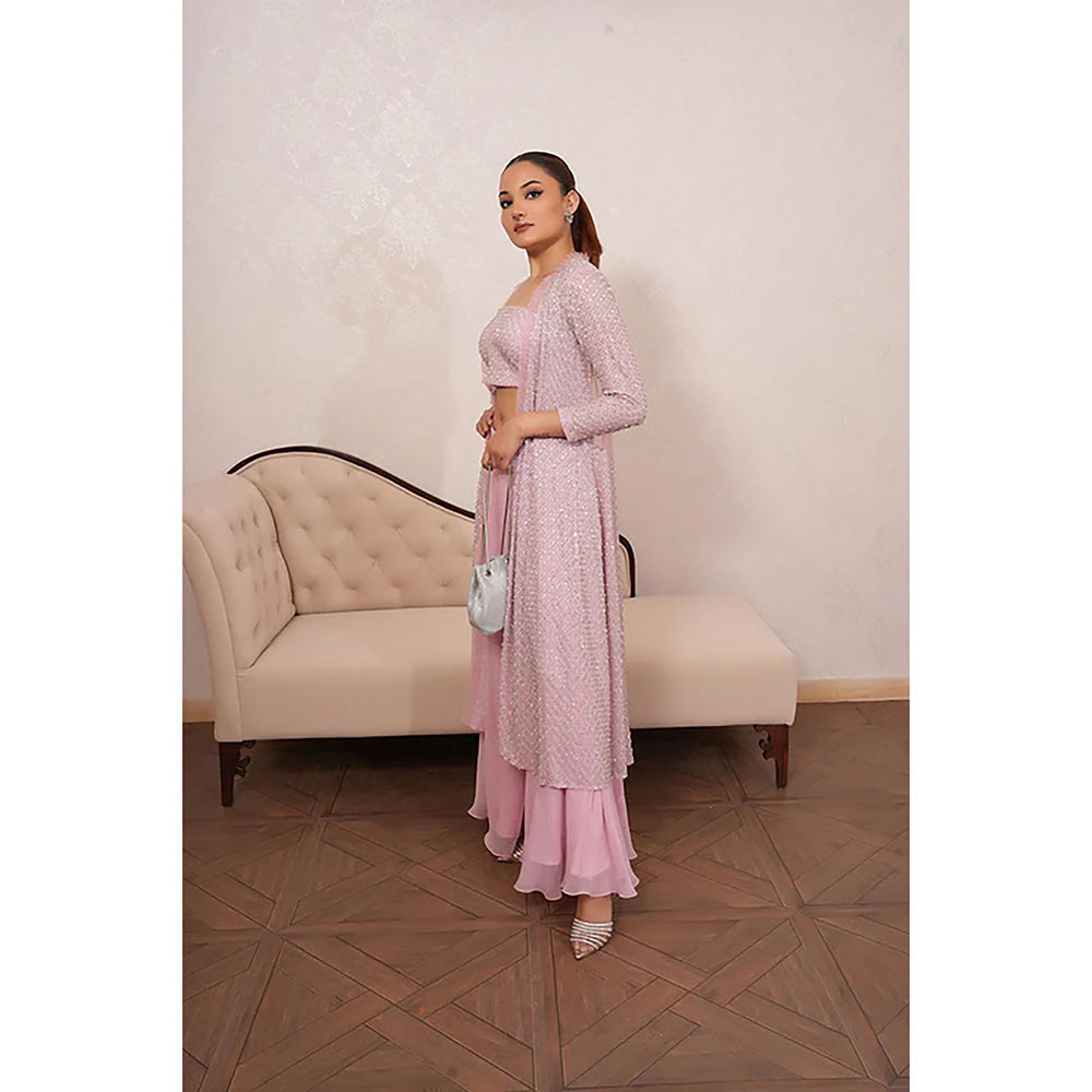 Studio Chiraiya Lavender Jacket with Palazzo and Jacket (Set of 3)