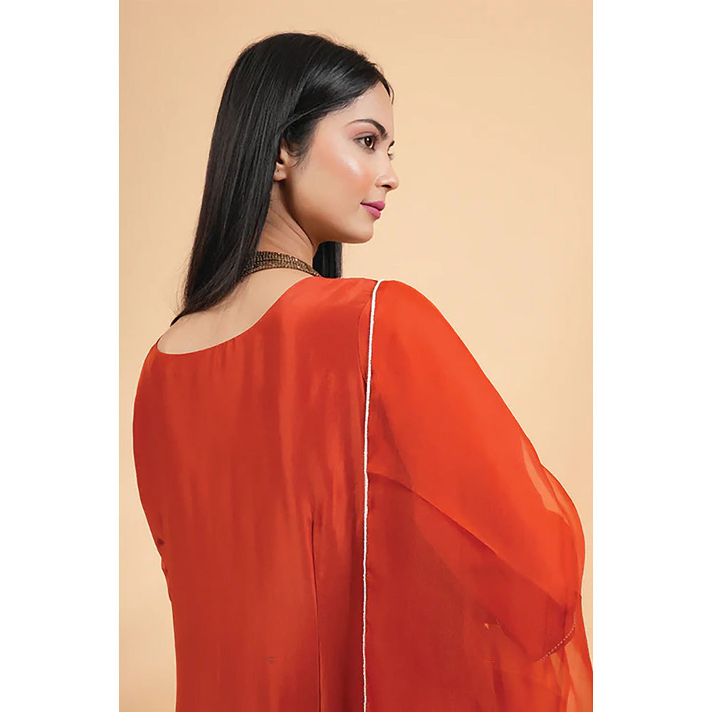 Studio Chiraiya Makhmal Elegant Rust Kurta with Pant and Dupatta (Set of 3)