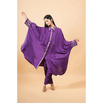 Studio Chiraiya Purple Heavy Indian Kaftan with Pant (Set of 2)