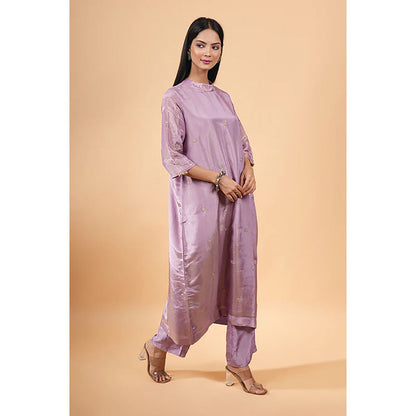 Studio Chiraiya Makhmal Lavender Embellished Kurta with Pant (Set of 2)