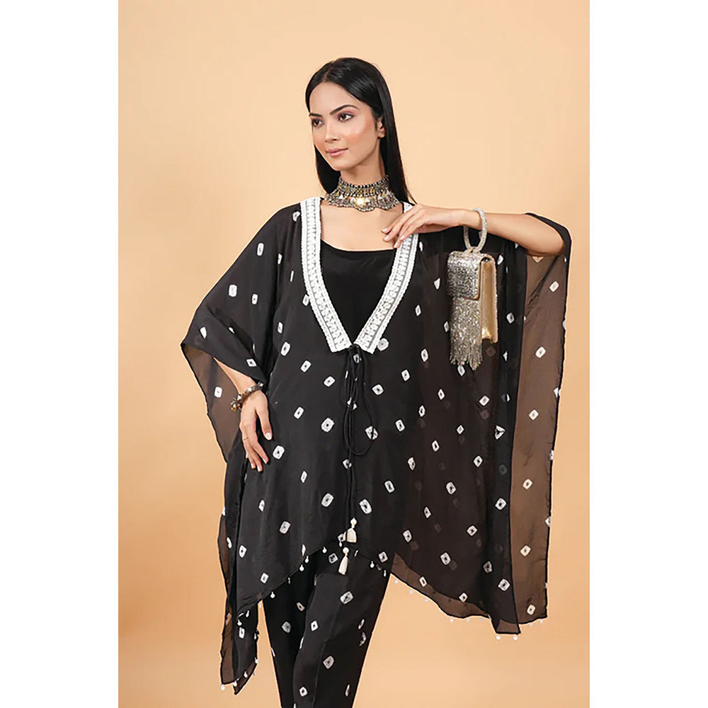 Studio Chiraiya Black Indo-Western Kaftan with Pant (Set of 2)