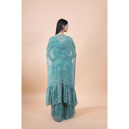 Studio Chiraiya Green Cape Sleeve Kurta with Palazzo (Set of 2)