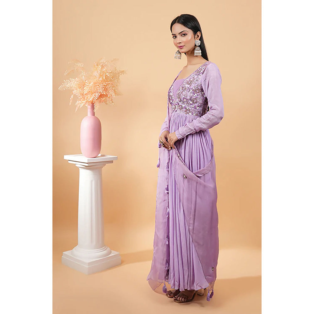 Studio Chiraiya Purple Makhmal Georgette Fabric Anarkali with Dupatta (Set of 2)