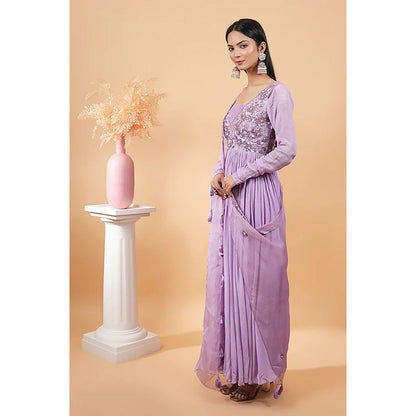 Studio Chiraiya Purple Makhmal Georgette Fabric Anarkali with Dupatta (Set of 2)