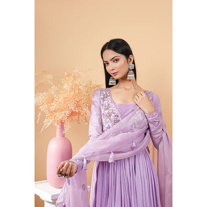 Studio Chiraiya Purple Makhmal Georgette Fabric Anarkali with Dupatta (Set of 2)