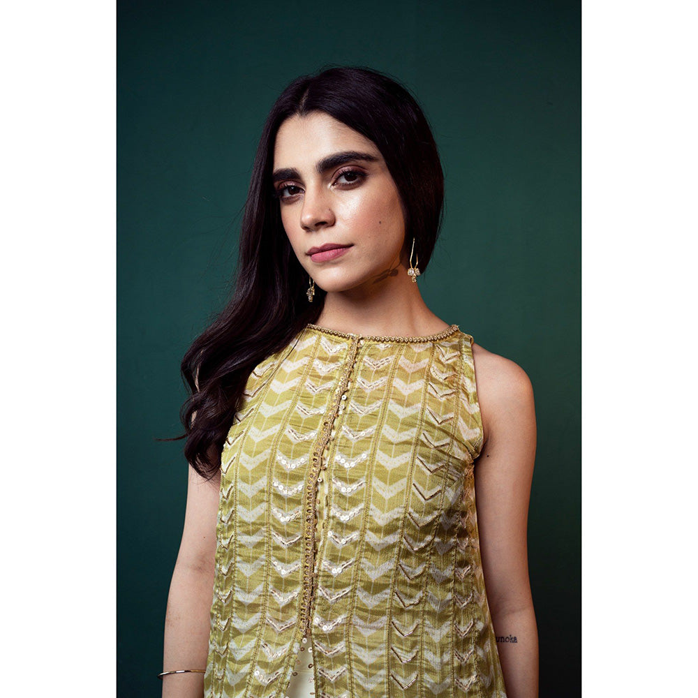 Suave by Neha Arora Cream Contemporary Kurta And Skirt (Set of 2)