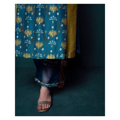 Suave by Neha Arora Blue Aasmani Shelled Kurta With Pant And Dupatta (Set of 3)