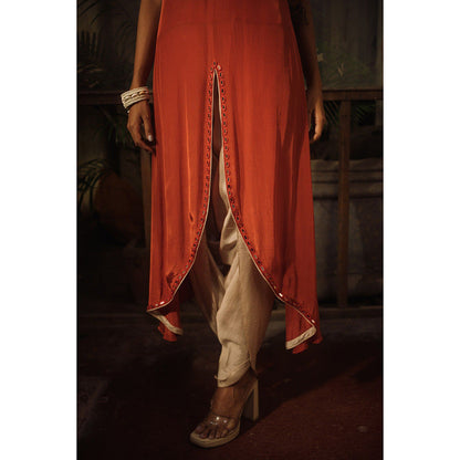 Suave by Neha Arora Rust Savannah Dhoti With Kurta (Set of 2)