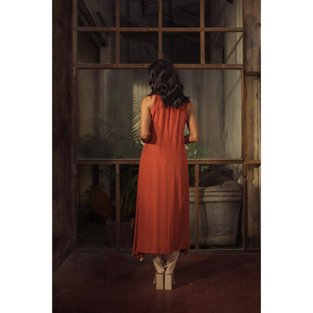 Suave by Neha Arora Rust Savannah Dhoti With Kurta (Set of 2)