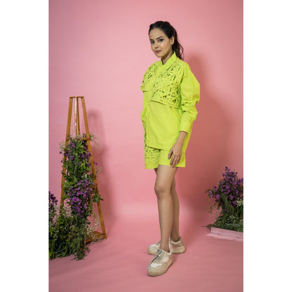 SUBTLE Panama Weave Top with Shorts (Set of 2)