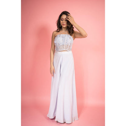 SUBTLE Pearl Floral Top with Palazzo Corset Pant (Set of 2)