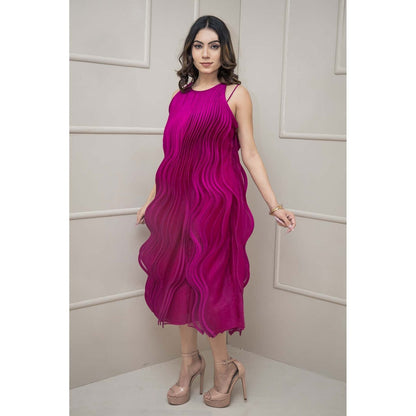 SUBTLE Wine Petal Midi Dress with Inner (Set of 2)