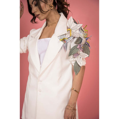 SUBTLE Off White Gulnaz Blazer Mini Dress with Inner (Set of 2)