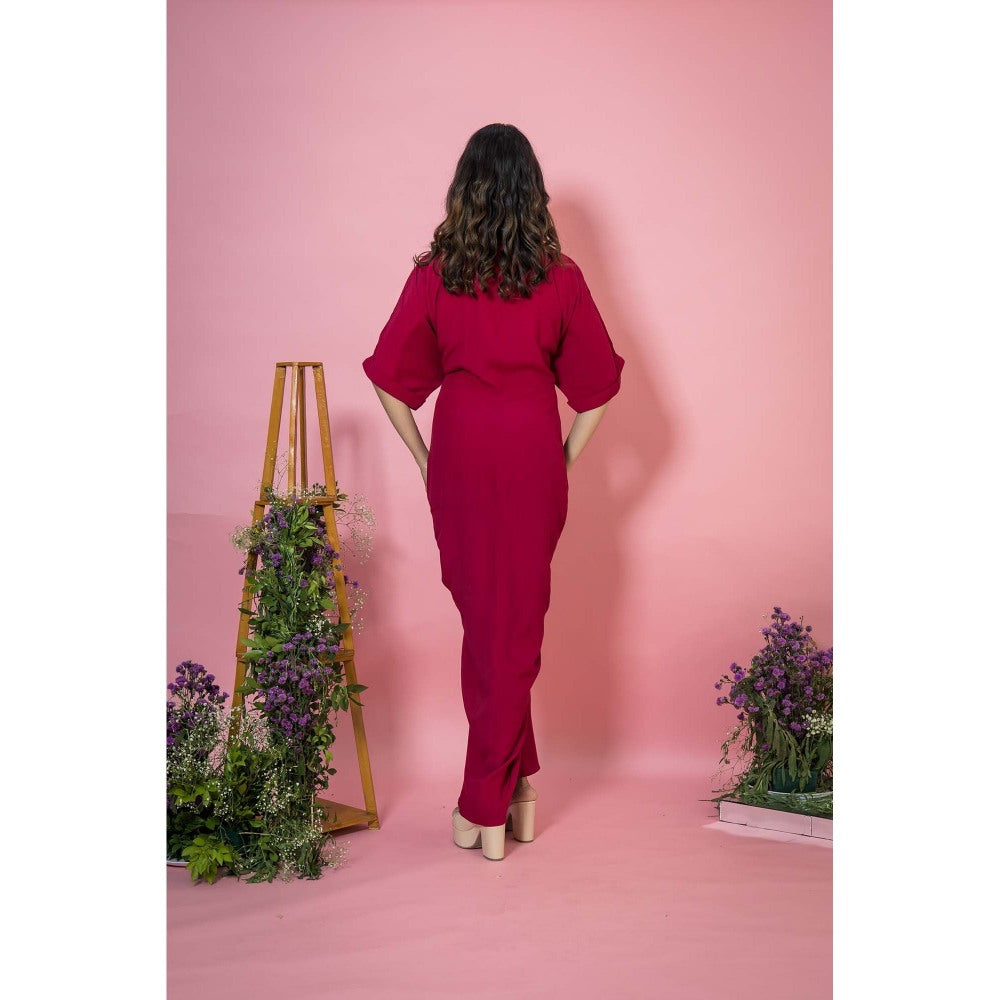 SUBTLE Red Asif Drape Maxi Dress