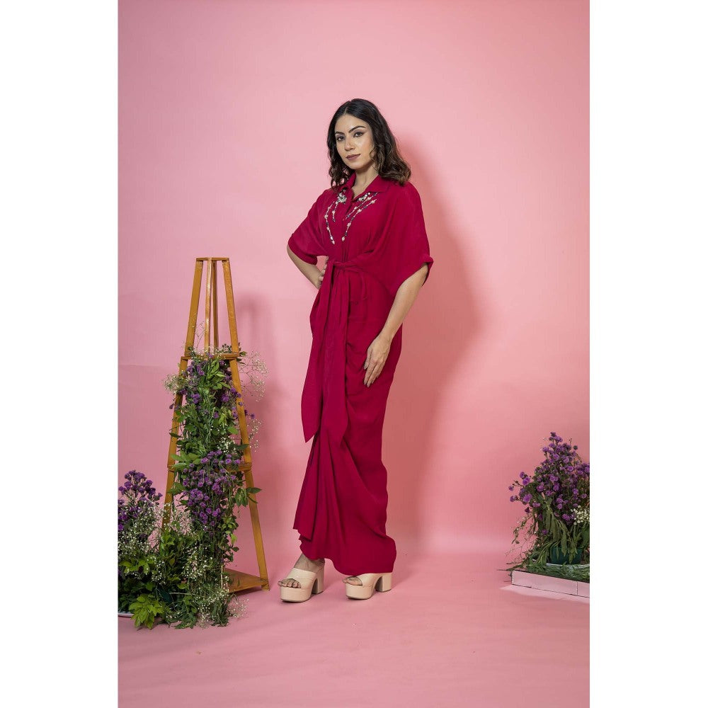 SUBTLE Red Asif Drape Maxi Dress