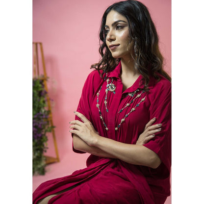 SUBTLE Red Asif Drape Maxi Dress