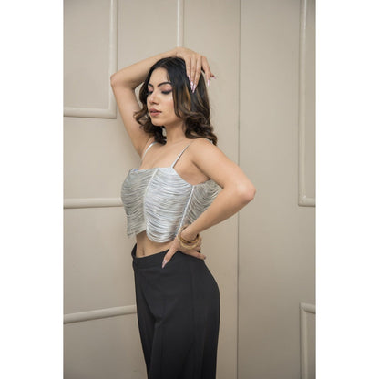 SUBTLE Silver Corded Crop Top