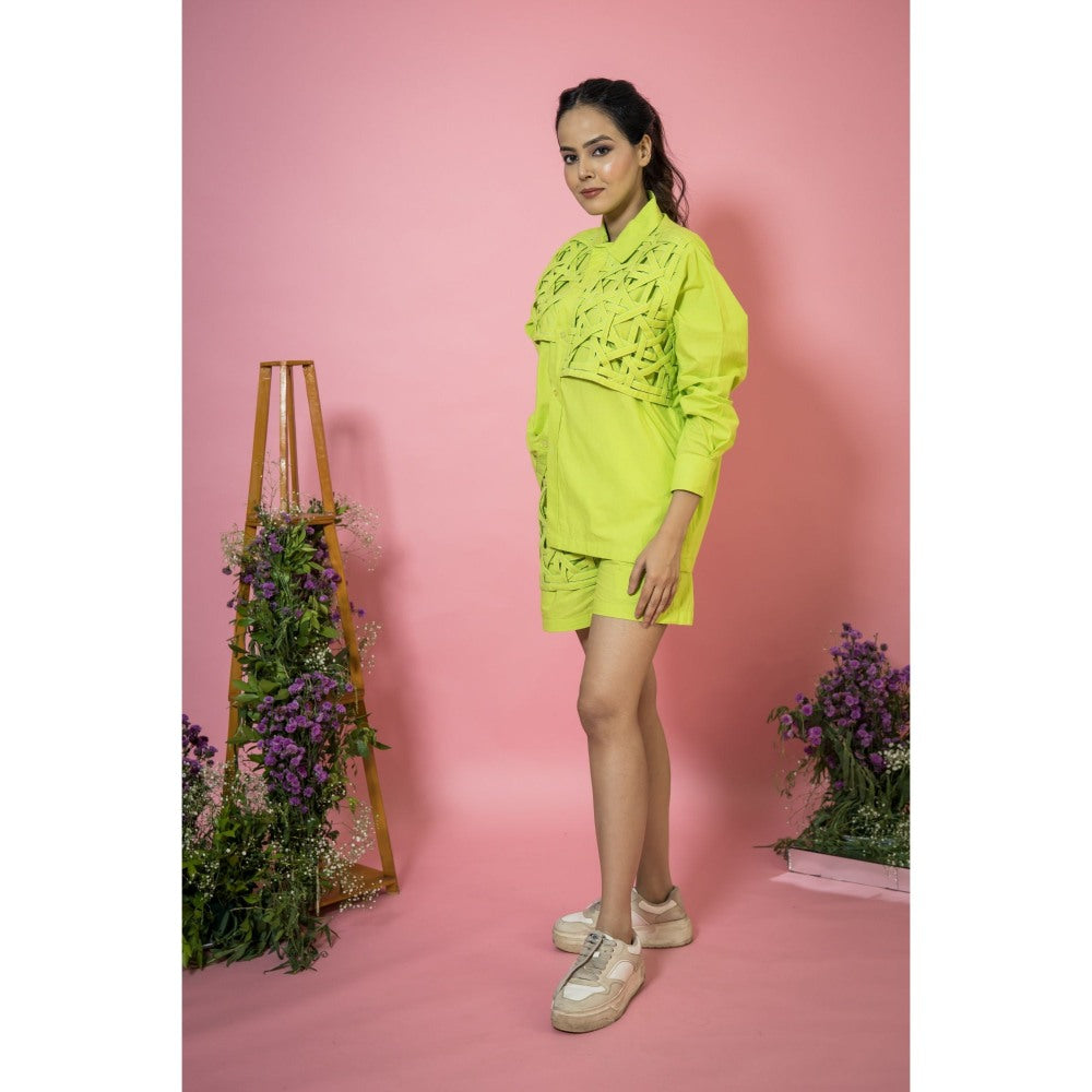 SUBTLE Green Panama Weave Shirt