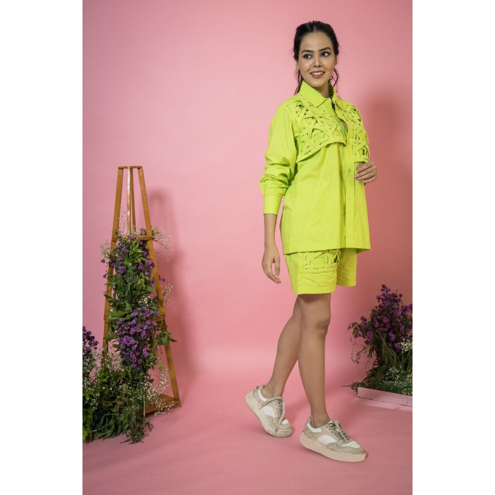 SUBTLE Green Panama Weave Shirt