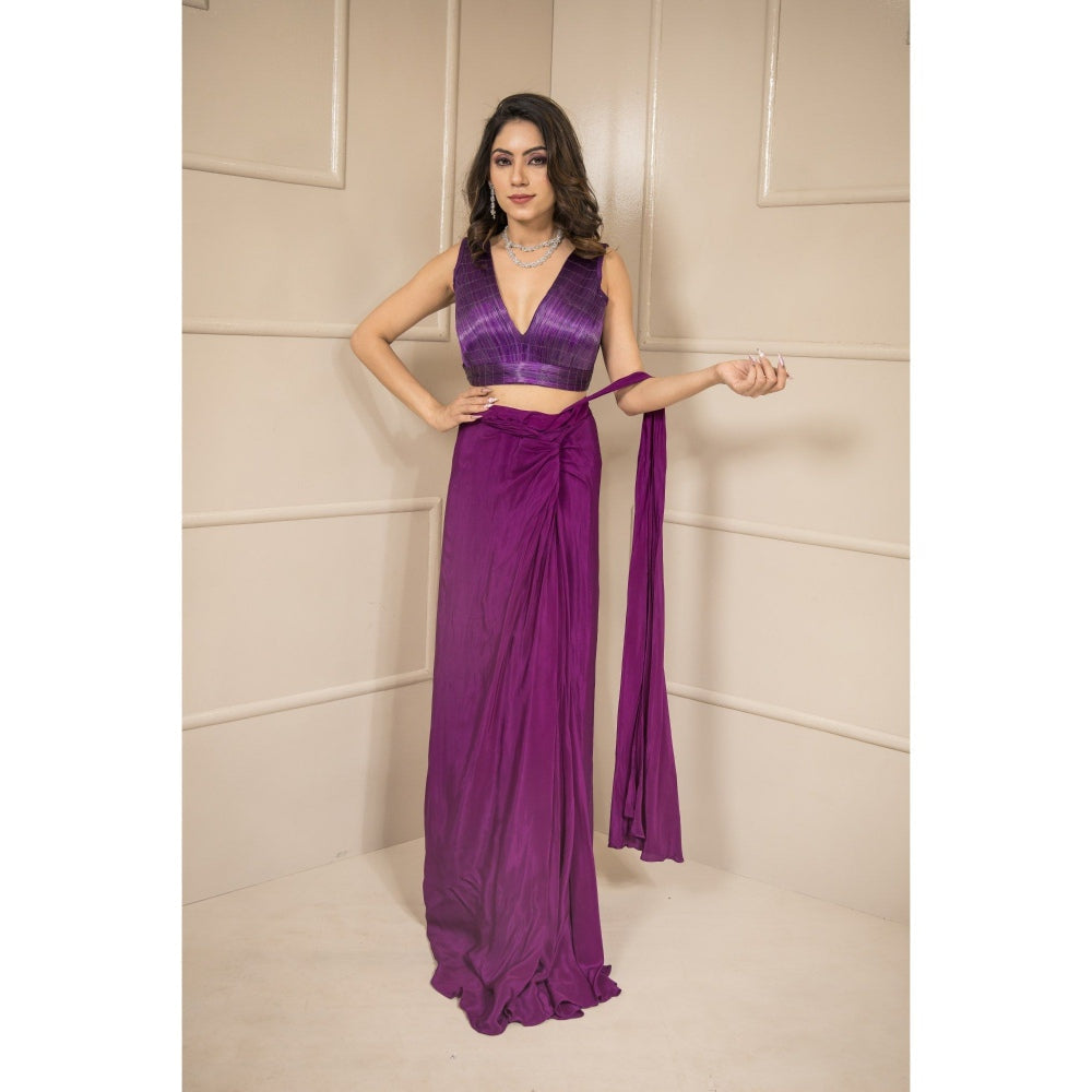 SUBTLE Sufi Metallic Drape Saree with Stitched Blouse