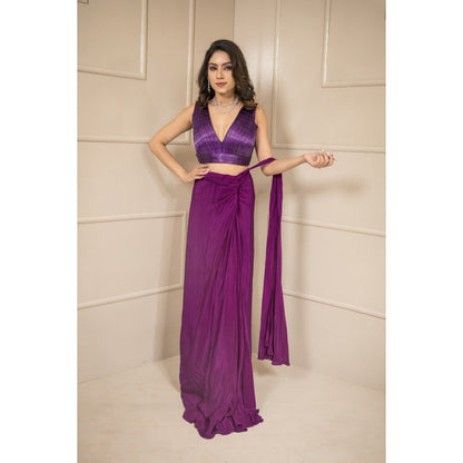 SUBTLE Sufi Metallic Drape Saree with Stitched Blouse