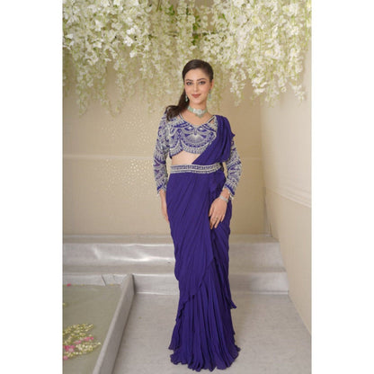 SUBTLE Ruhaani Drape Saree with Stitched Blouse and Belt