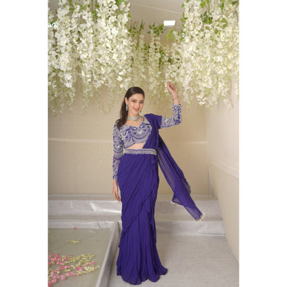 SUBTLE Ruhaani Drape Saree with Stitched Blouse and Belt