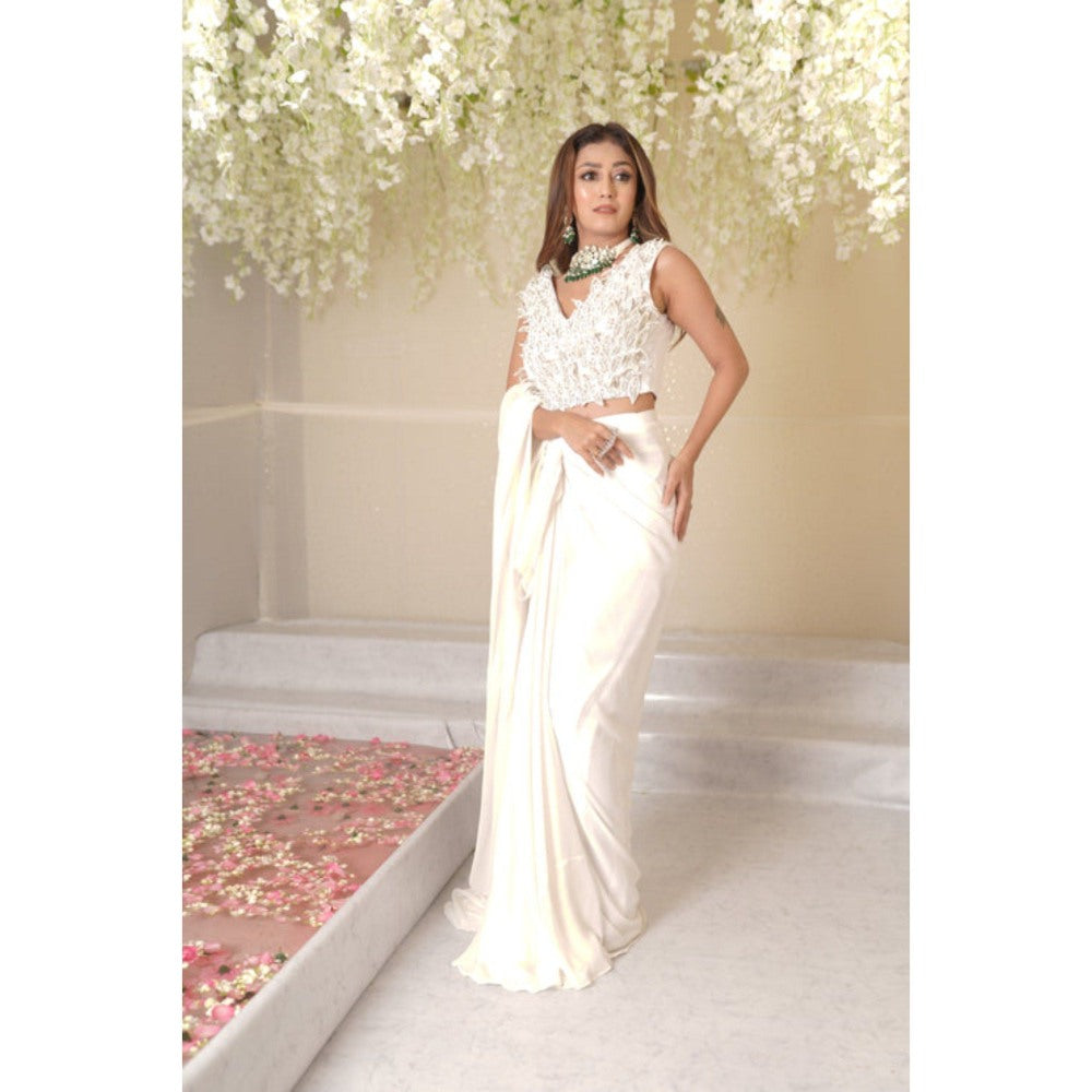 SUBTLE Carol Leaf Blouse Drape Saree with Stitched Blouse