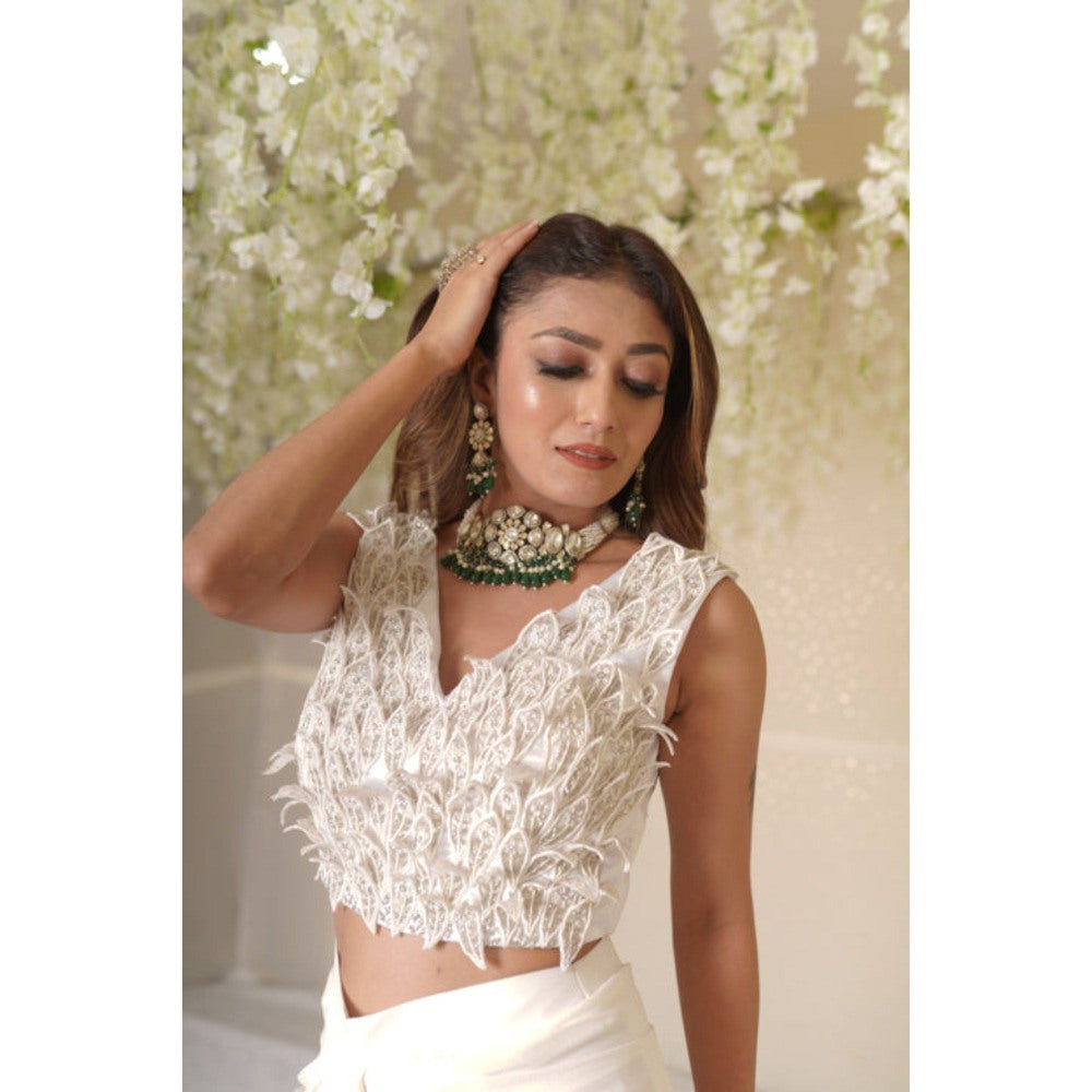 SUBTLE Carol Leaf Blouse Drape Saree with Stitched Blouse