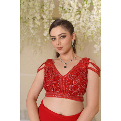 SUBTLE Zara Floral Blouse With Drape Saree with Stitched Blouse