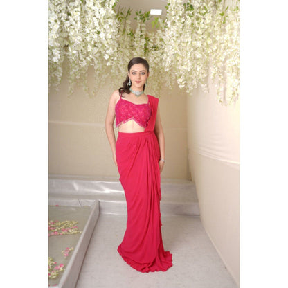 SUBTLE Alesha Scallop Drape Saree with Stitched Blouse