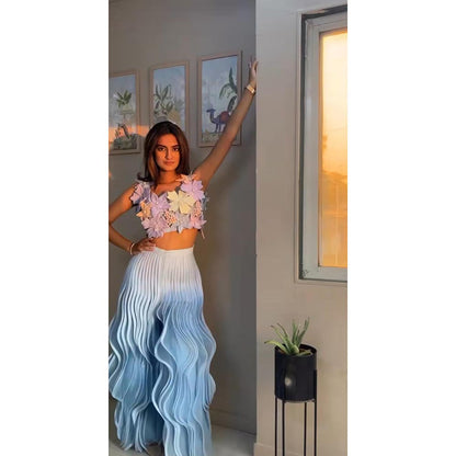SUBTLE Multicolor Gulbahar Petal Top and Pant