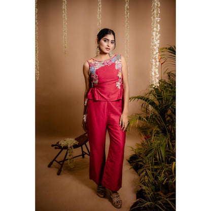 SUBTLE Pink Zoya Embroidered Co-Ord Set