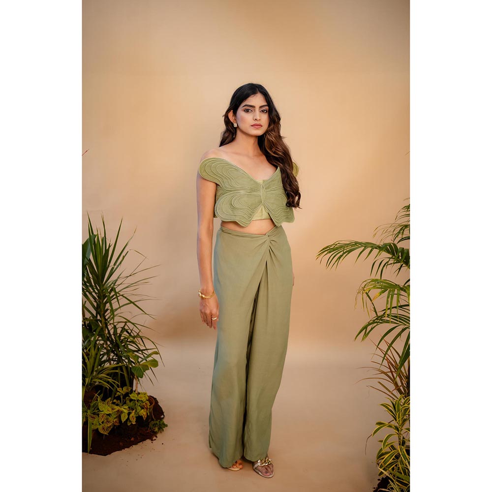 SUBTLE Green Butterfly Blush Co-Ord Set
