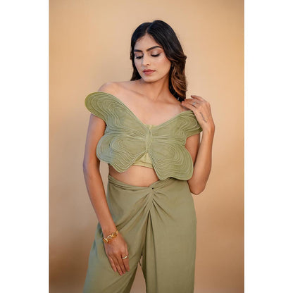 SUBTLE Green Butterfly Blush Co-Ord Set