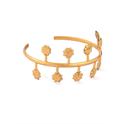 Suhani Pittie Gold Plated Wire Cuff With 10 Engraving Flower