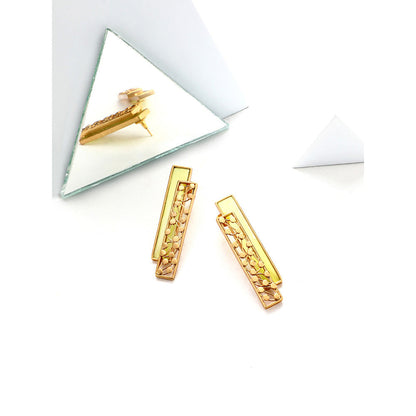 Suhani Pittie Gold Plated Rectangle Dotted And Yellow Acrylic Earrings