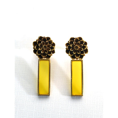 Suhani Pittie Gold Plated Marigold And Yellow Acrylic Strip Stud