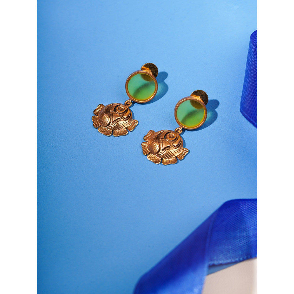 Suhani Pittie Gold Plated Round Yellow Acrlic And Rose Earring