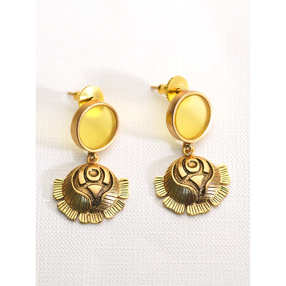 Suhani Pittie Gold Plated Round Yellow Acrlic And Rose Earring