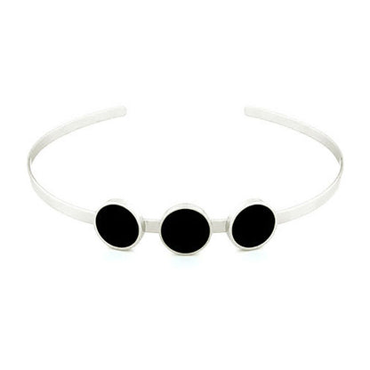 Suhani Pittie Silver Toned Open Choker Necklace with Black Perspex Discs
