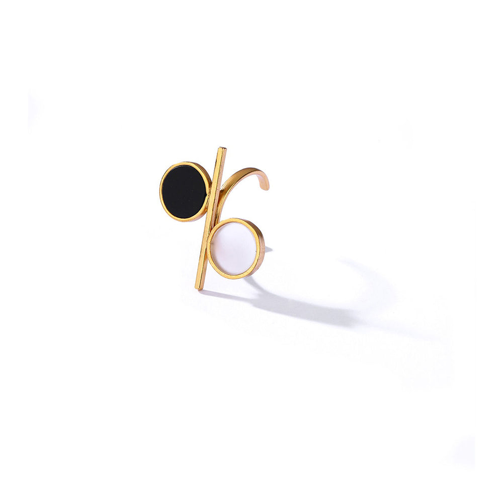 Suhani Pittie Gold Toned Bar Finger Ring with Black Perspex and White Acrylic
