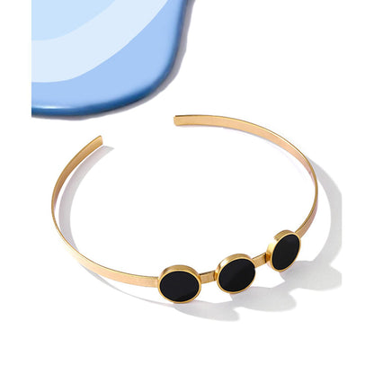 Suhani Pittie Gold Toned Open Choker Necklace with Black Perspex Discs