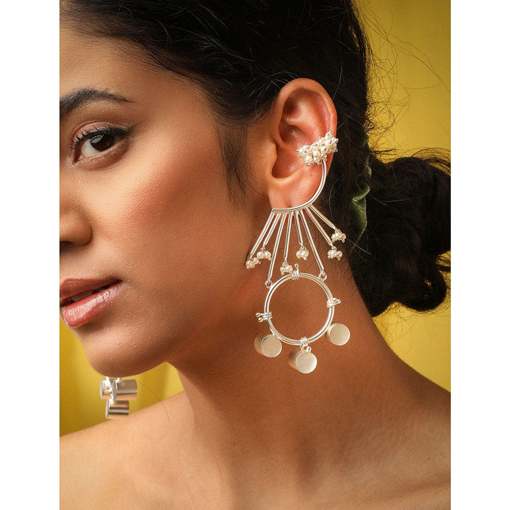 Suhani Pittie Pearl Bunch Statement Silver Earring