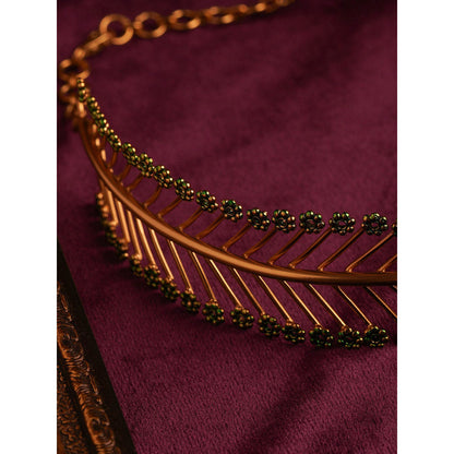 Suhani Pittie The Siren Lair Herringbone 22k Gold Plated Green Choker
