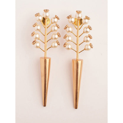 Suhani Pittie Cosmic Sabre 22k Gold Plated Pearl Spike Drop Earrings