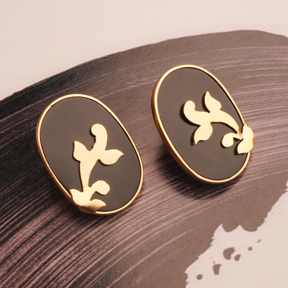 Suhani Pittie Black Sin City 22k Gold Plated Brocade Earrings